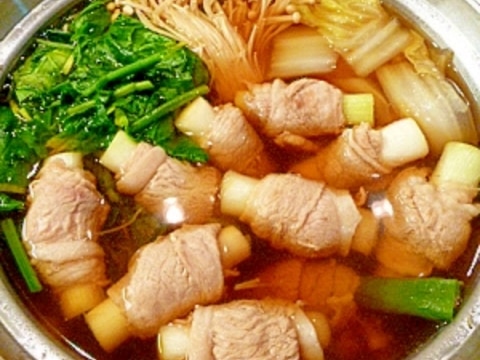 ねぎ豚巻きで☆風邪知らずの健康鍋。〜生姜スープ〜